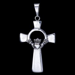 Prívesok strieborný, symbol priateľstva a vernosti (írsky symbol claddagh s krížom)