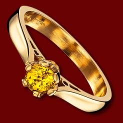 Prsteň zlatý, žltý zafír zásnubný