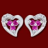 Diamantové náušnice - Náušnice zlaté, diamanty, rubíny, srdcia
