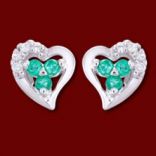 Diamantové náušnice - Náušnice zlaté, diamanty, smaragdy, srdcia