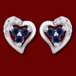Diamantové náušnice - Náušnice zlaté, diamanty, zafíry, srdcia
