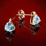 Diamantové náušnice - Náušnice zlaté, modrý topás, diamanty