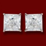Diamantové náušnice - Náušnice zlaté, zirkón, štvorce