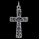 Prívesky kríže - Prívesok strieborný, vyrezávaný kríž