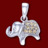 Diamantové prívesky - Prívesok zlatý, diamant, žltý zafír, slon