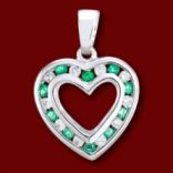 Diamantové prívesky - Prívesok zlatý, diamanty, smaragdy, srdce