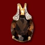 Diamantové prívesky - Prívesok zlatý, dymový topás, diamanty