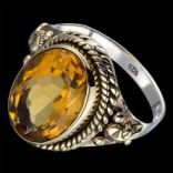 Prstene s kameňmi - Prsteň strieborný, citrín, viktoriánsky štýl