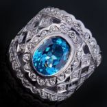 Prstene s kameňmi - Prsteň strieborný, topás, zirkón, romantický