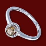 Diamantové prstene - Prsteň zlatý, biele zlato, solitérny diamant, akcentové brilianty