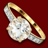 Diamantové prstene - Prsteň zlatý, biely topás, diamanty