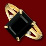 Diamantové prstene - Prsteň zlatý, čierny zafír, diamanty