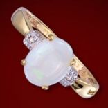 Diamantové prstene - Prsteň zlatý, diamanty, opál