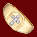 Diamantové prstene - Prsteň zlatý, diamanty, pečatný, kríž