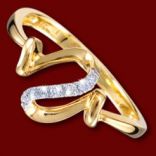 Diamantové prstene - Prsteň zlatý, diamanty, vlnka