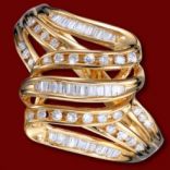 Diamantové prstene - Prsteň zlatý, diamanty, vlnky