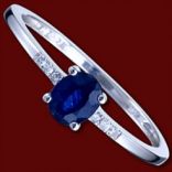Diamantové prstene - Prsteň zlatý, diamanty, zafír, ovál