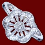 Diamantové prstene - Prsteň zlatý, diamanty, zásnubný, kvet