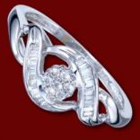 Diamantové prstene - Prsteň zlatý, diamanty, zásnubný, kvietok