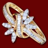 Diamantové prstene - Prsteň zlatý, diamanty, zásnubný, kvietok