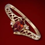 Diamantové prstene - Prsteň zlatý, granát, diamanty