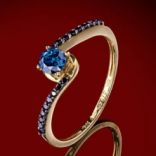 Diamantové prstene - Prsteň zlatý, modrý diamant, čierne diamanty