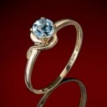 Diamantové prstene - Prsteň zlatý, modrý topás, zásnubný