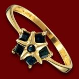 Diamantové prstene - Prsteň zlatý, modrý zafír