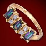 Diamantové prstene - Prsteň zlatý, mystický topás, biely topás