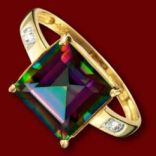 Diamantové prstene - Prsteň zlatý, mystický topás, diamanty