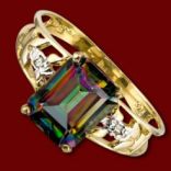 Diamantové prstene - Prsteň zlatý, mystický topás, diamanty