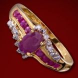 Diamantové prstene - Prsteň zlatý, rubíny, diamanty